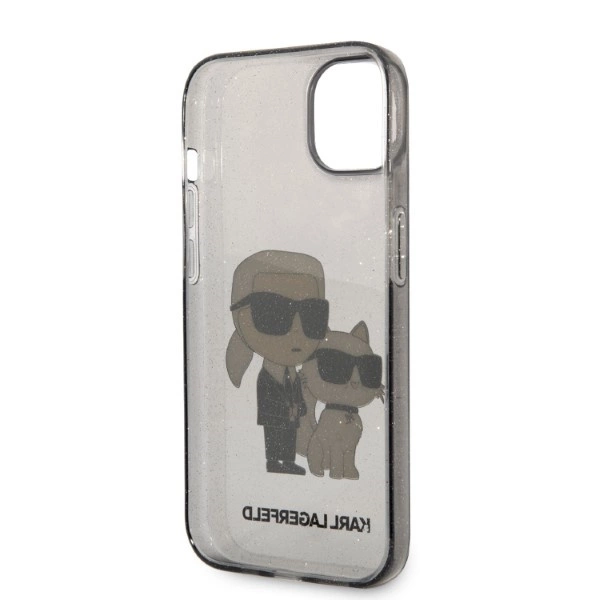 Etui Karl Lagerfeld Glitter Karl&Choupette na iPhone 14 Plus - czarne