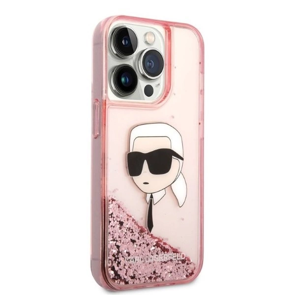 Etui Karl Lagerfeld Glitter Karl's Head na iPhone 14 Pro Max - różowe