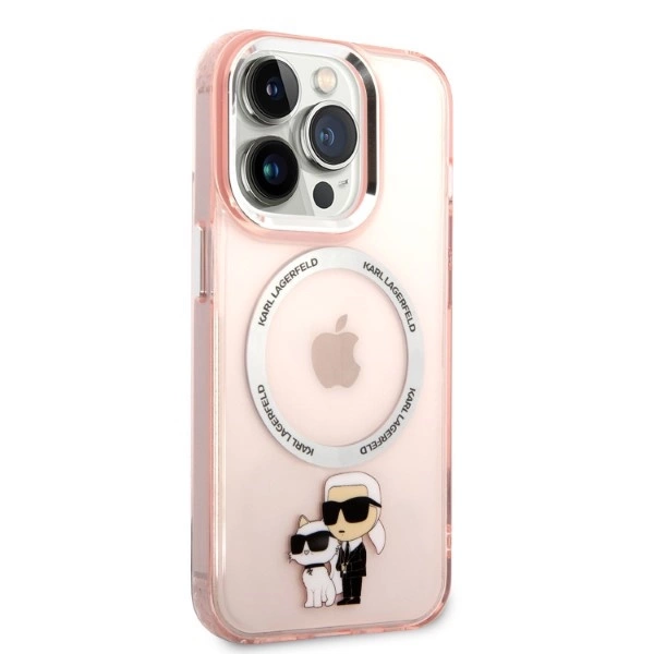 Etui Karl Lagerfeld Iconic Karl&Choupette MagSafe na iPhone 14 Pro Max - różowe