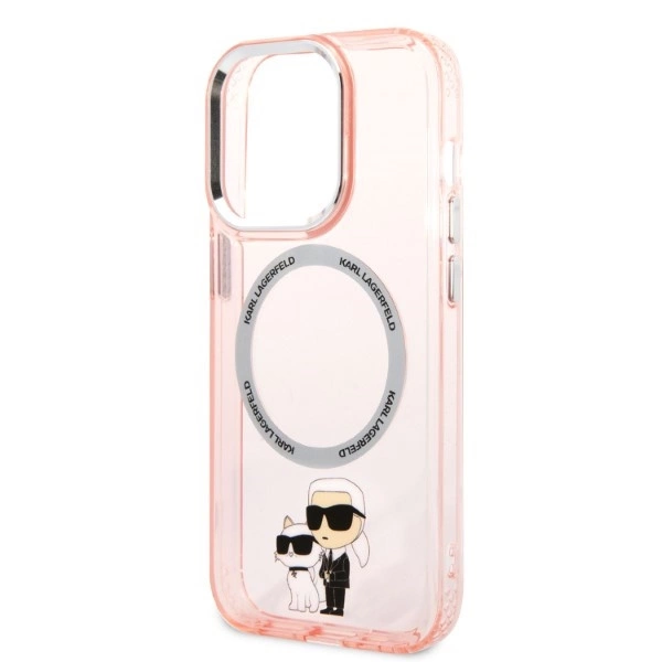 Etui Karl Lagerfeld Iconic Karl&Choupette MagSafe na iPhone 14 Pro Max - różowe