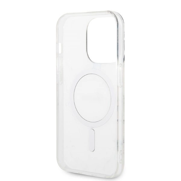 Etui Guess Marble MagSafe na iPhone 14 Pro + ładowarka indukcyjna - czarne