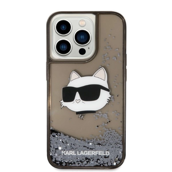 Etui Karl Lagerfeld Glitter Choupette Head na iPhone 14 Pro - czarne
