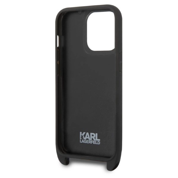 Etui Karl Lagerfeld Monogram Plaque Logo Strap na iPhone 14 Pro - czarne