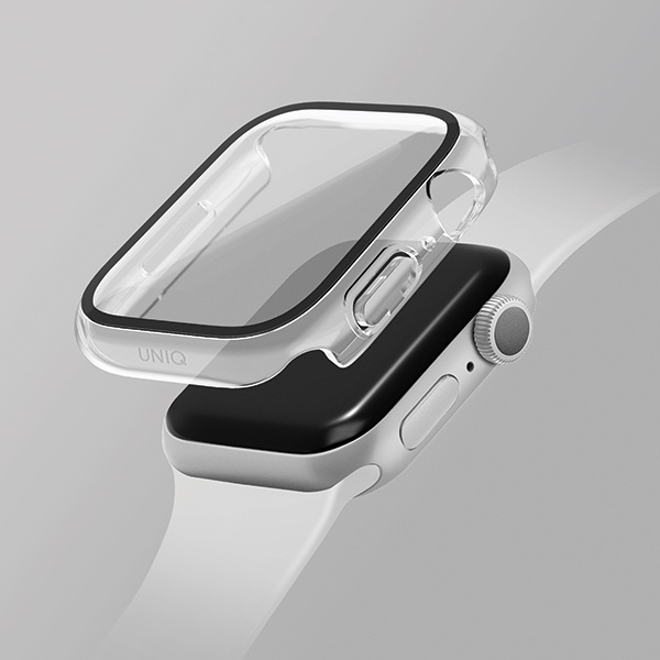 UNIQ etui Nautic Apple Watch Series 7/8/ 9 41mm przezroczysty/dove clear