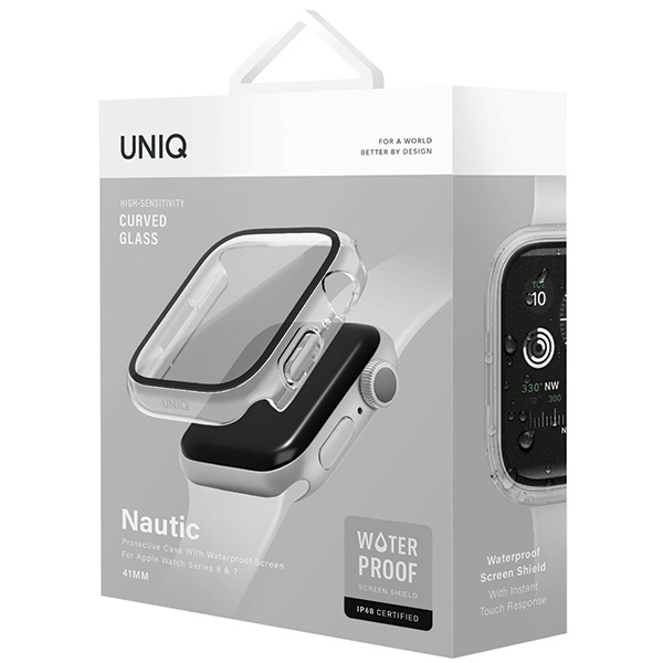 UNIQ etui Nautic Apple Watch Series 7/8/ 9 41mm przezroczysty/dove clear