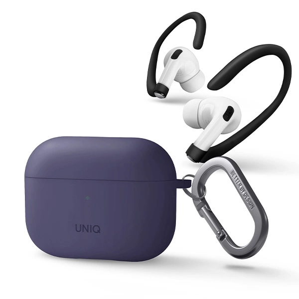 Etui Uniq Nexo na AirPods Pro 2 + haczyki na uszy - purpurowe