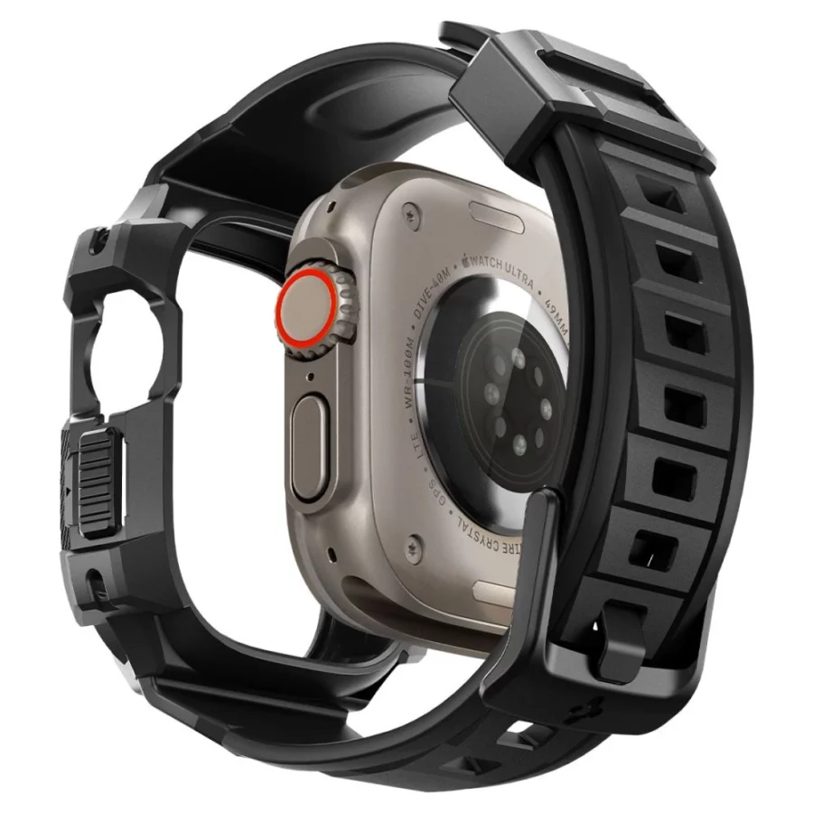 Etui z paskiem Spigen Rugged Armor Pro na Apple Watch Ultra 49 mm - czarne