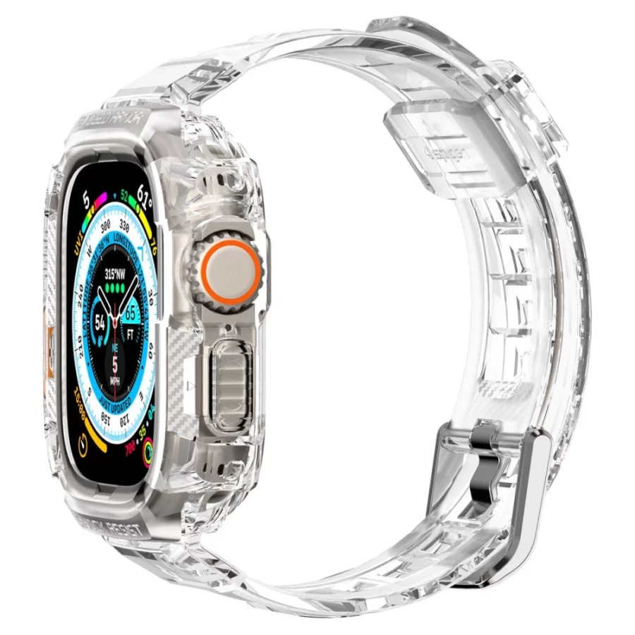 Etui z paskiem Spigen Rugged Armor Pro na Apple Watch Ultra (49 mm) - przezroczyste