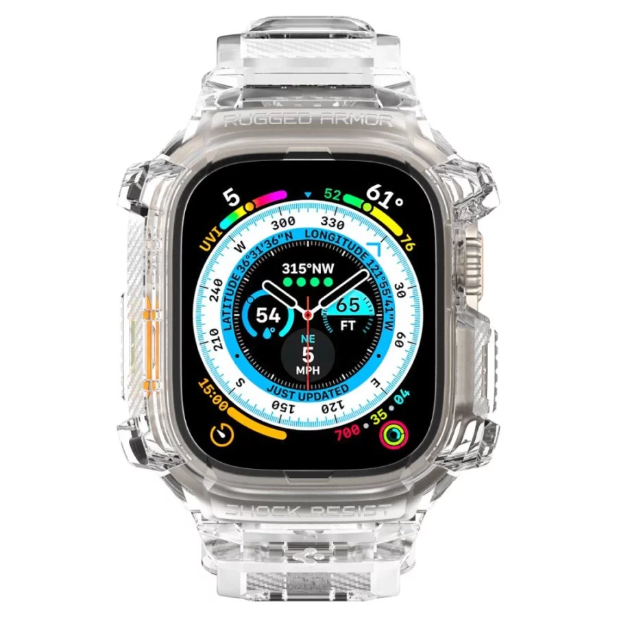 Etui z paskiem Spigen Rugged Armor Pro na Apple Watch Ultra (49 mm) - przezroczyste