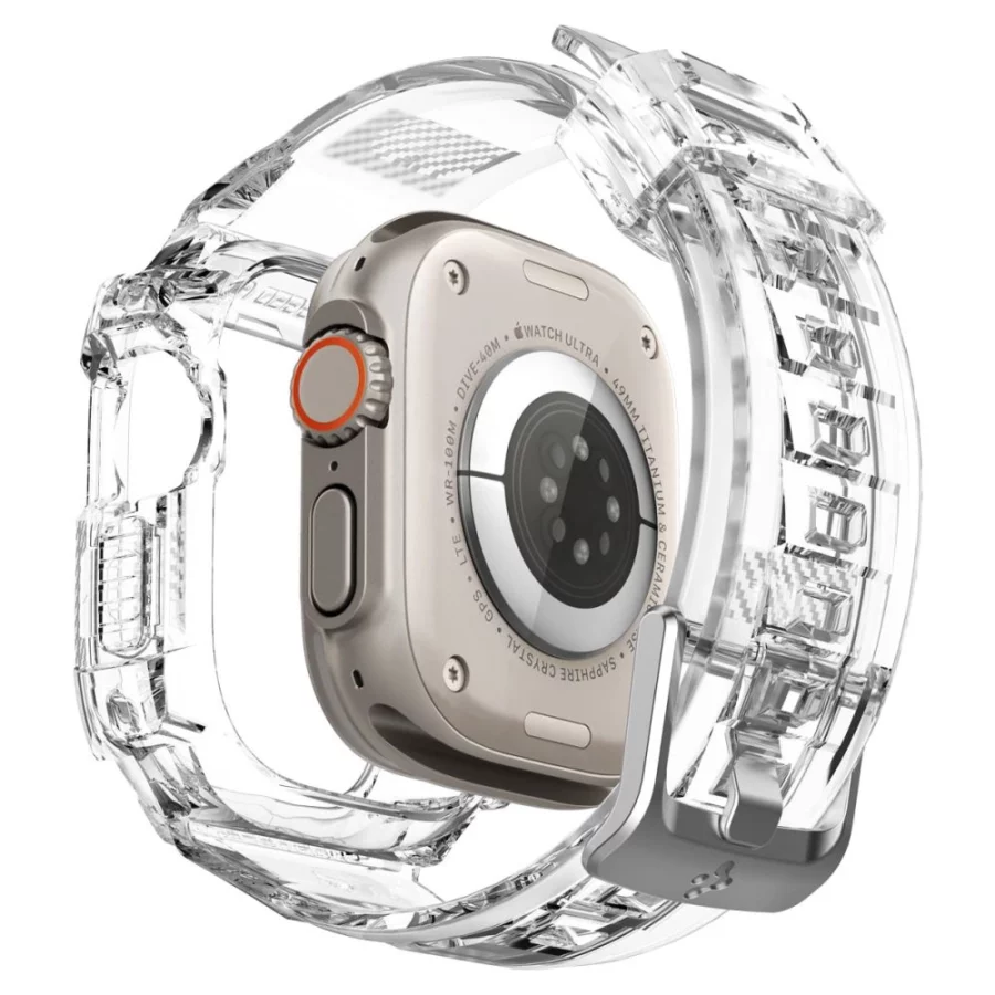 Etui z paskiem Spigen Rugged Armor Pro na Apple Watch Ultra (49 mm) - przezroczyste