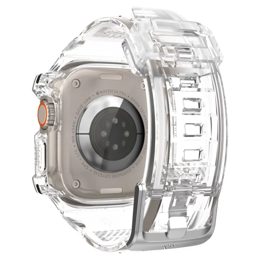 Etui z paskiem Spigen Rugged Armor Pro na Apple Watch Ultra (49 mm) - przezroczyste