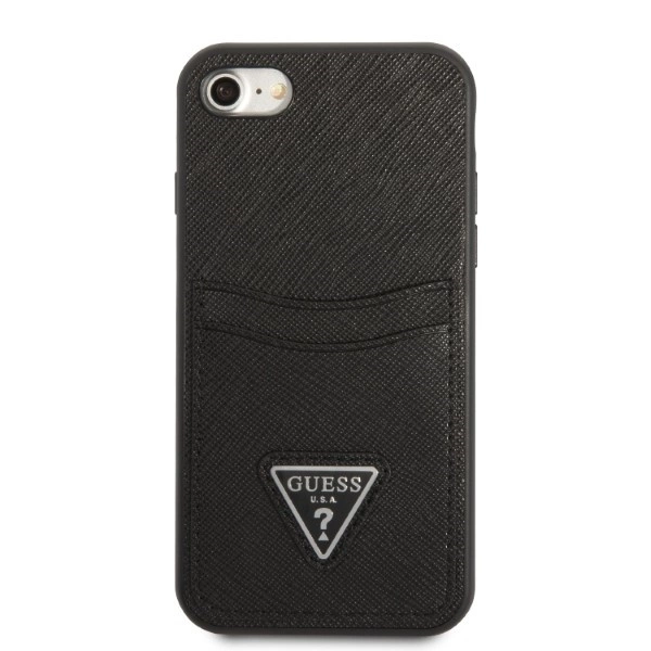 Etui Guess Saffiano Triangle Logo Cardslot na iPhone 7 / 8 / SE 2020 / SE 2022 - czarne