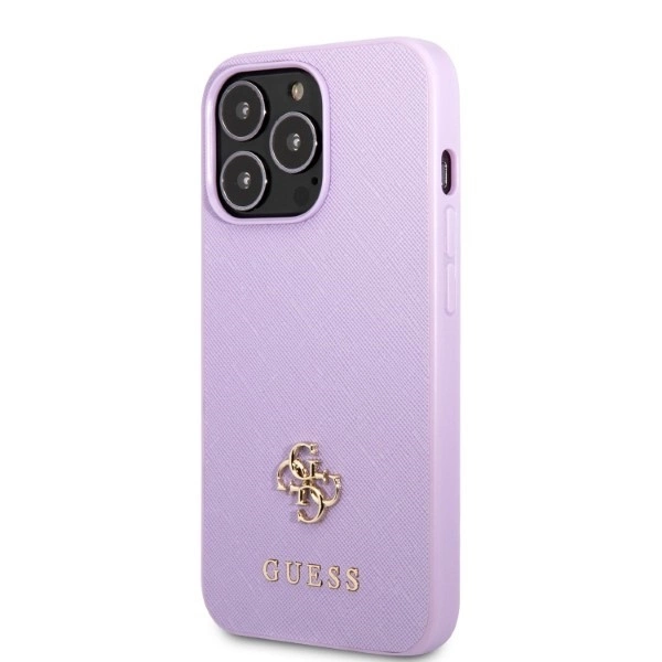 Etui Guess Saffiano 4G Small Metal Logo na iPhone 13 Pro / iPhone 13 - purpurowe