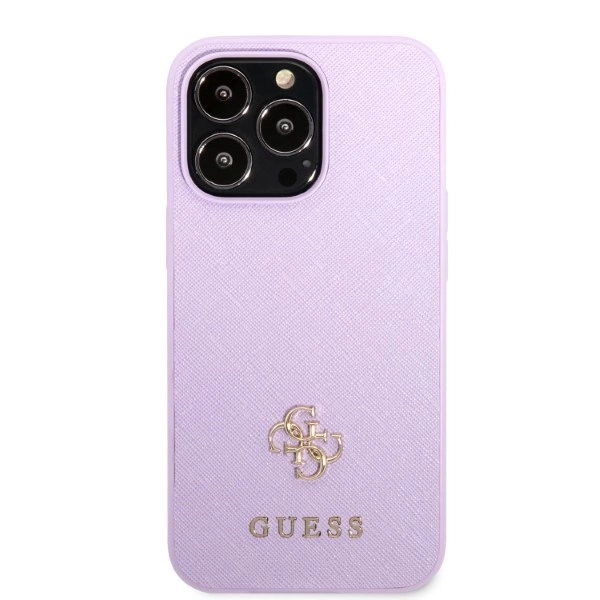 Etui Guess Saffiano 4G Small Metal Logo na iPhone 13 Pro / iPhone 13 - purpurowe