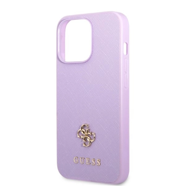 Etui Guess Saffiano 4G Small Metal Logo na iPhone 13 Pro / iPhone 13 - purpurowe