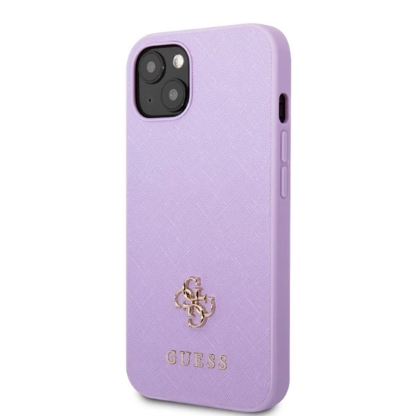 Etui Guess Saffiano 4G Small Metal Logo na iPhone 13 mini - purpurowe