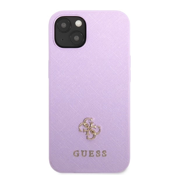 Etui Guess Saffiano 4G Small Metal Logo na iPhone 13 mini - purpurowe