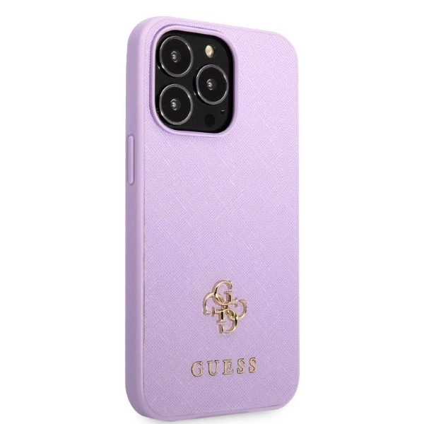 Etui Guess Saffiano 4G Small Metal Logo na iPhone 13 Pro Max - purpurowe