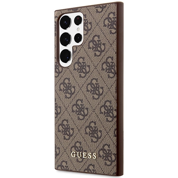 Etui Guess 4G Metal Gold Logo na Samsung Galaxy S23 Ultra - brązowe