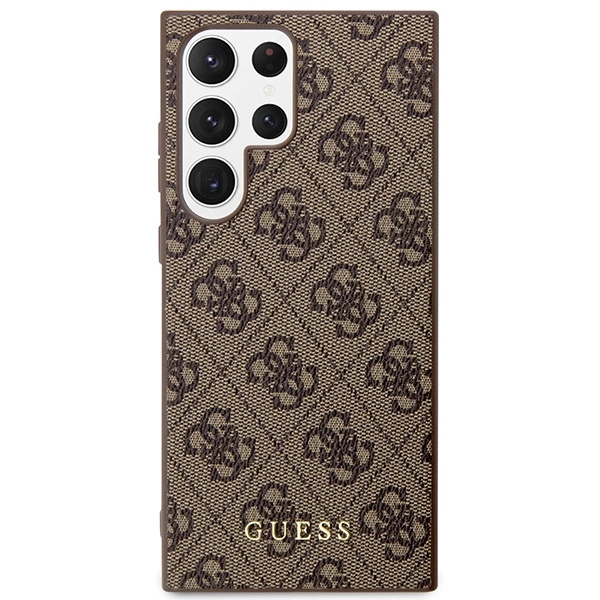 Etui Guess 4G Metal Gold Logo na Samsung Galaxy S23 Ultra - brązowe