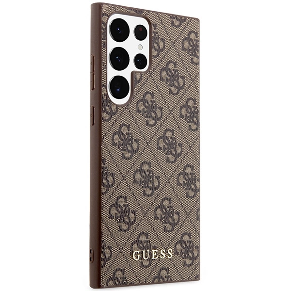 Etui Guess 4G Metal Gold Logo na Samsung Galaxy S23 Ultra - brązowe