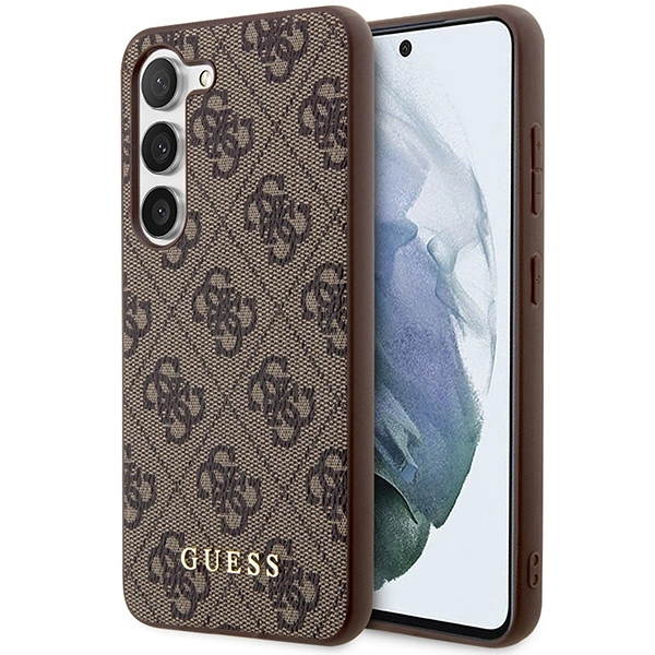 Etui Guess 4G Metal Gold Logo na Samsung Galaxy S23 - brązowe
