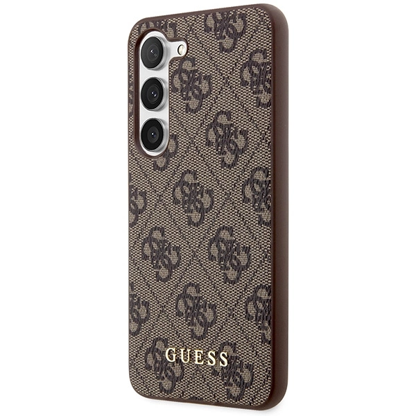 Etui Guess 4G Metal Gold Logo na Samsung Galaxy S23 - brązowe