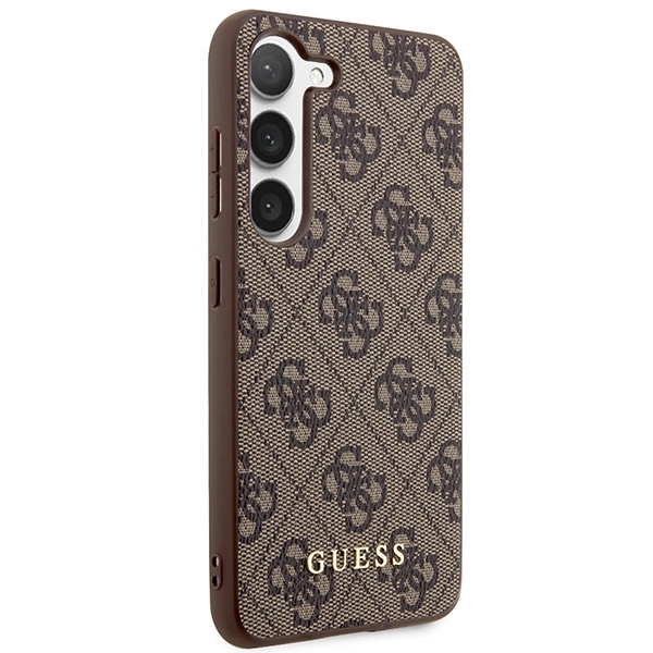 Etui Guess 4G Metal Gold Logo na Samsung Galaxy S23 - brązowe
