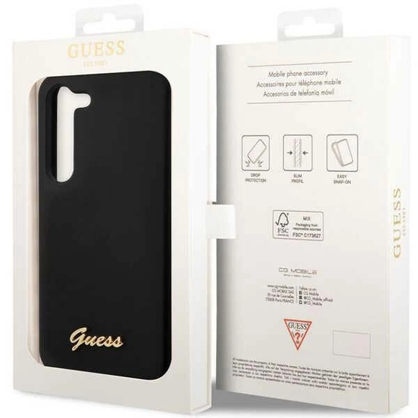 Etui Guess Silicone Vintage Gold Logo na Samsung Galaxy S23 - czarne