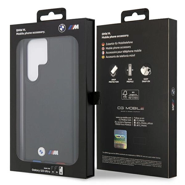 Etui BMW Leather Stamp Tricolor na Samsung Galaxy S23 Ultra - czarne