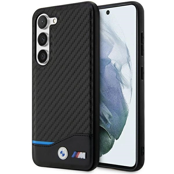 Etui BMW Leather Carbon na Samsung Galaxy S23+ - czarne