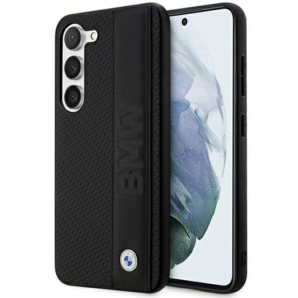 Etui BMW Leather Textured & Stripe na Samsung Galaxy S23+ - czarne