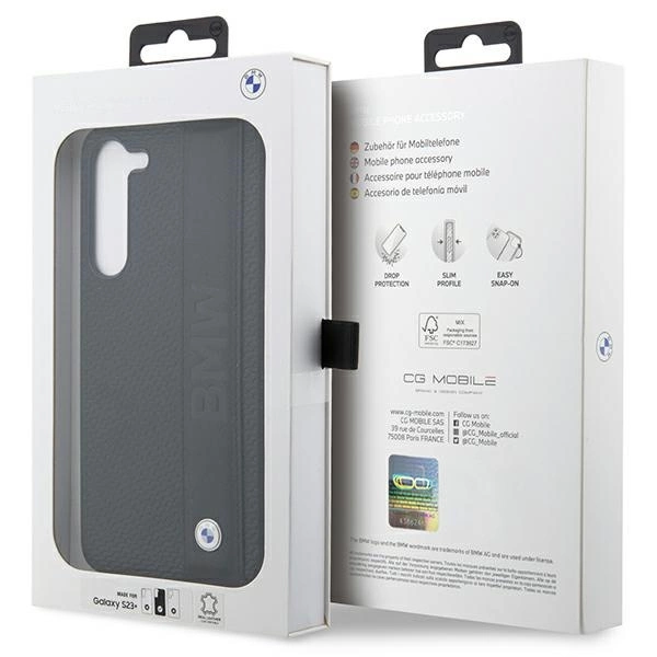 Etui BMW Leather Textured & Stripe na Samsung Galaxy S23+ - czarne