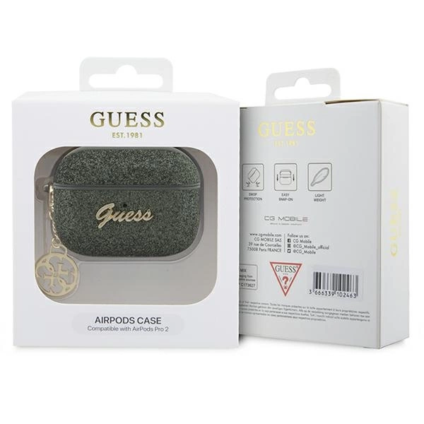 Etui Guess Glitter Flake 4G Charm na AirPods Pro 2 - zielone