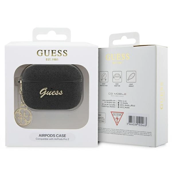 Etui Guess Glitter Flake 4G Charm na AirPods Pro 2 - czarne