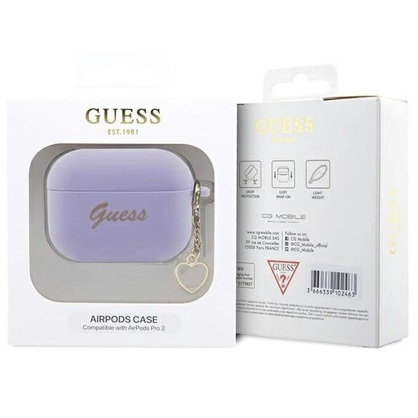 Etui Guess Silicone Charm Heart Collection na AirPods Pro 2 - purpurowe