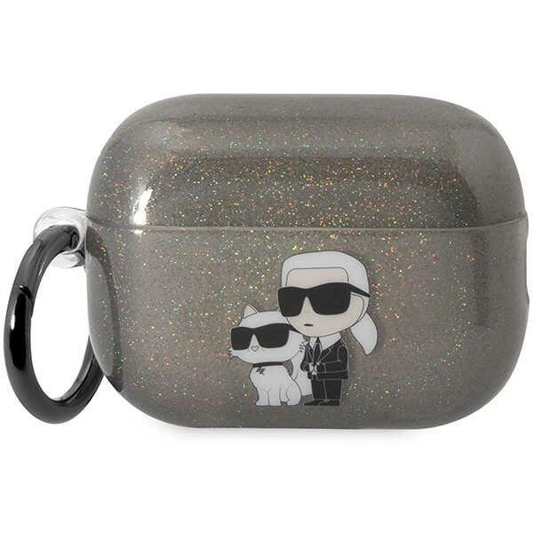 Etui Karl Lagerfeld Glitter Karl&Choupette na AirPods Pro 2 - czarne