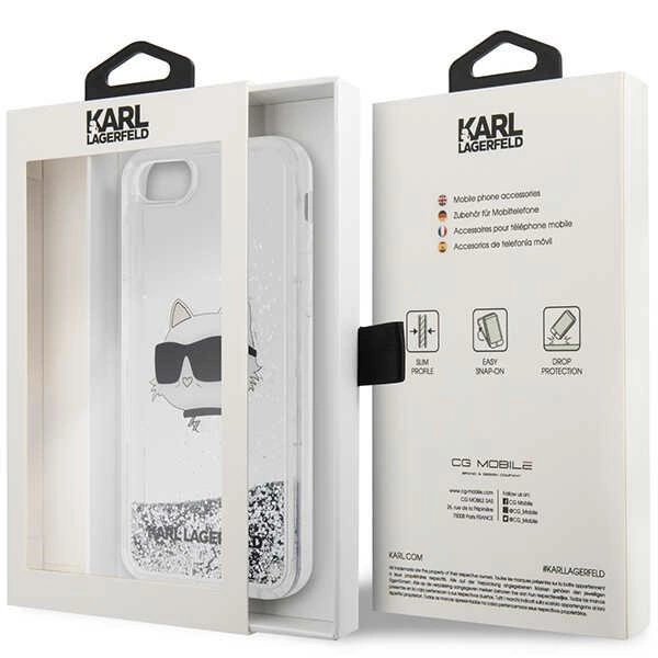 Etui Karl Lagerfeld Glitter Choupette Head na iPhone 7 / 8 / SE 2020 / SE 2022 - srebrne
