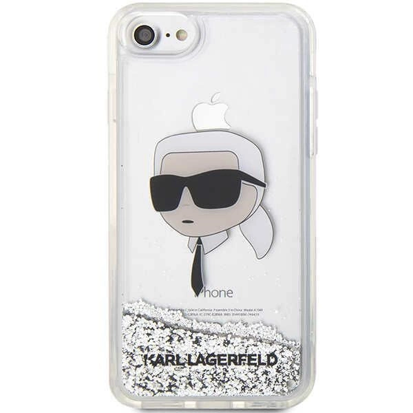 Etui Karl Lagerfeld Glitter Karl's Head na iPhone 7 / 8 / SE 2020 / SE 2022 - srebrne