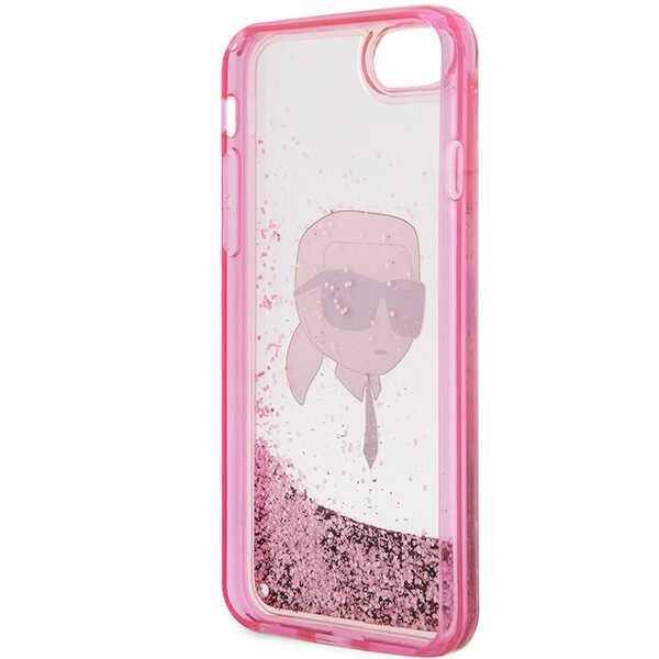 Etui Karl Lagerfeld Glitter Karl's Head na iPhone 7 / 8 / SE 2020 / SE 2022 - różowe