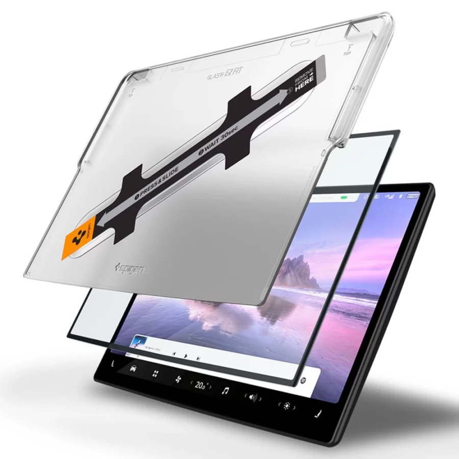 Szkło hartowane Spigen Glas.tR EZ Fit na Tesla Model X 2022 / Model S 2021 - czarne