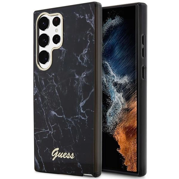 Etui Guess Marble Collection na Samsung Galaxy S23 Ultra - czarne