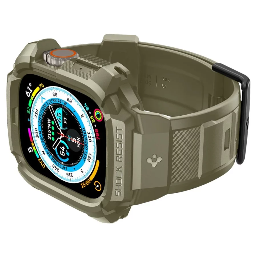 Etui z paskiem Spigen Rugged Armor Pro na Apple Watch Ultra (49 mm) - zielone