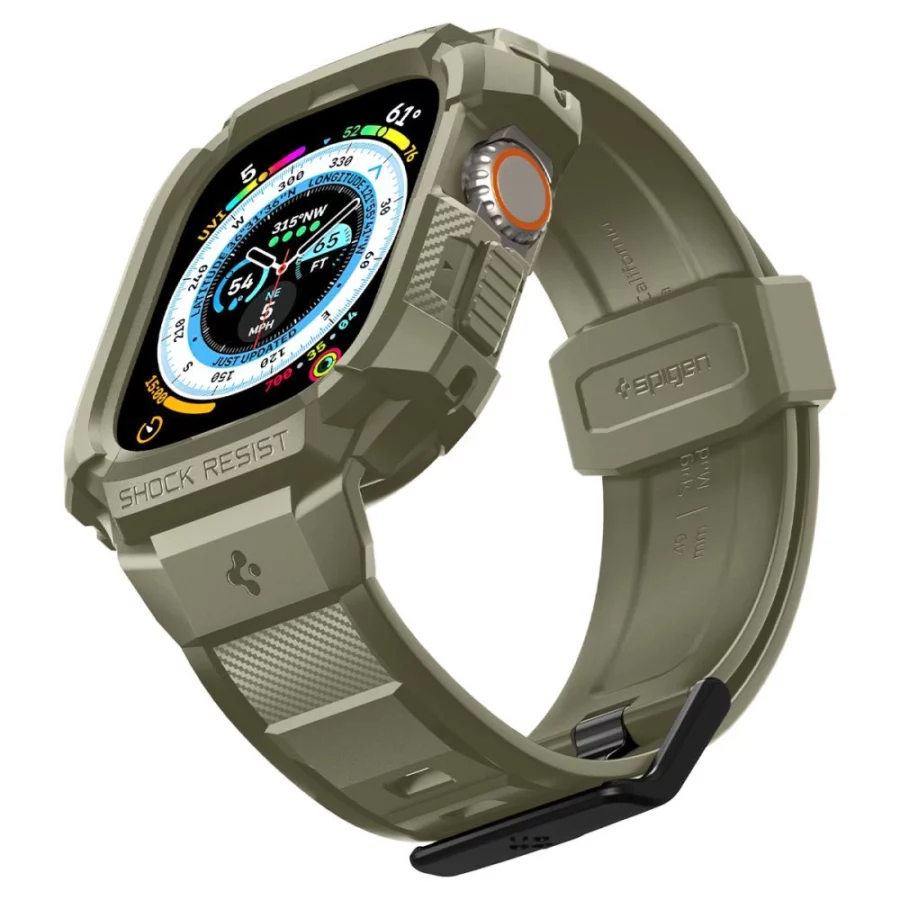 Etui z paskiem Spigen Rugged Armor Pro na Apple Watch Ultra (49 mm) - zielone
