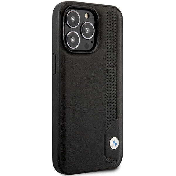 Etui BMW Leather Blue Dots na iPhone 14 Pro - czarne