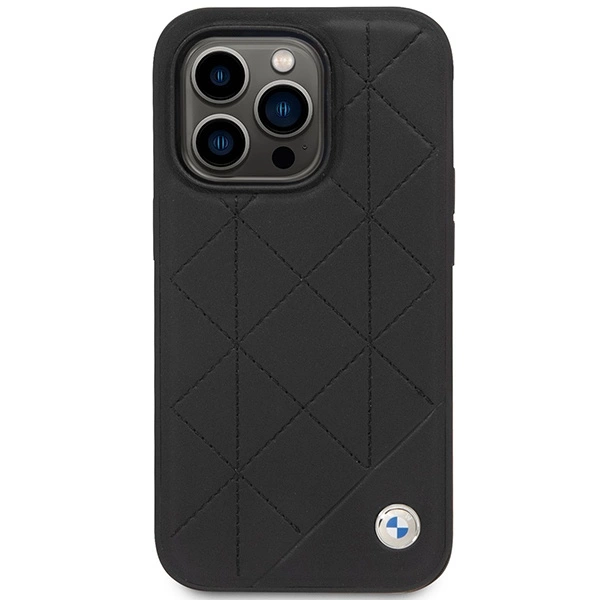Etui BMW Leather Quilted na iPhone 14 Pro - czarne