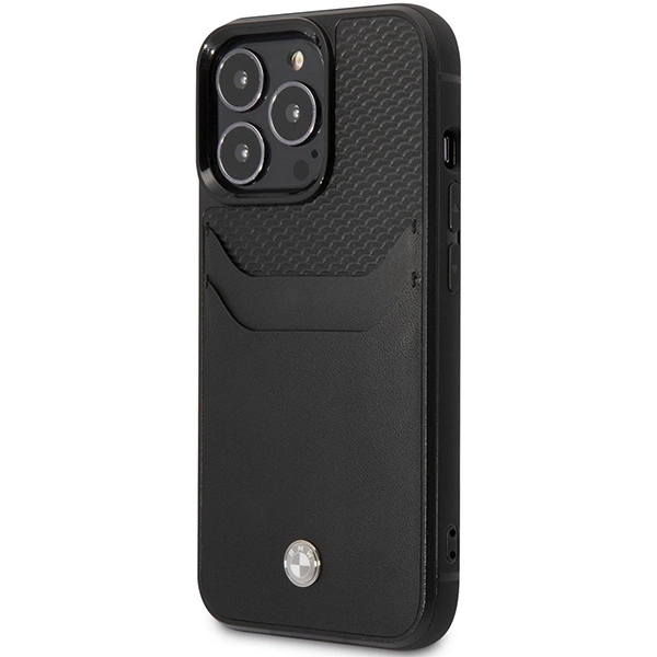 Etui BMW Leather Card Slot na iPhone 14 Pro - czarne