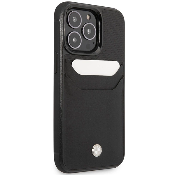 Etui BMW Leather Card Slot na iPhone 14 Pro - czarne