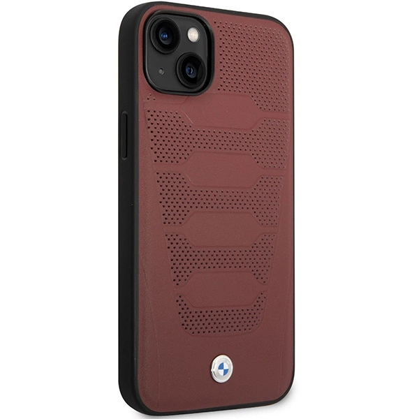 Etui BMW Leather Seats Pattern na iPhone 14 - burgundowe