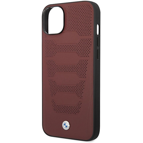 Etui BMW Leather Seats Pattern na iPhone 14 - burgundowe
